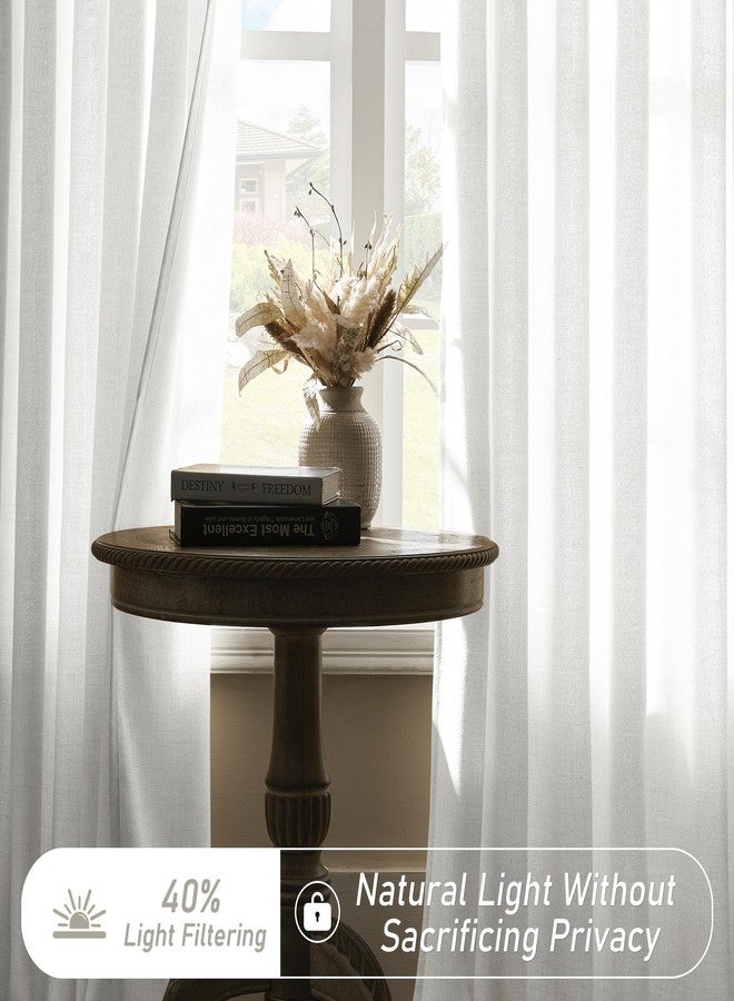 MASWOND White Pinch Pleated Semi Sheer Curtains 52W x 90L Inches, Linen Light Filtering Window Curtains for Living Room Bedroom, Pinch Pleat Drapes Easy Hanging Via Hooks (White, 1 Panel) - Image 5